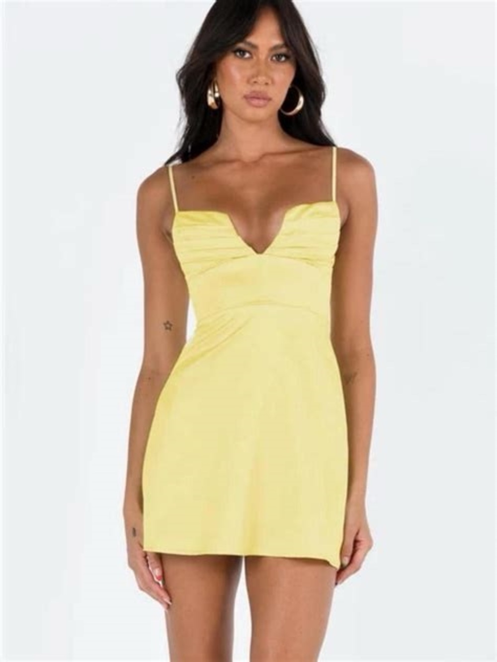 Princess Polly! Unique! Yellow Satin Pleated Bust Cami